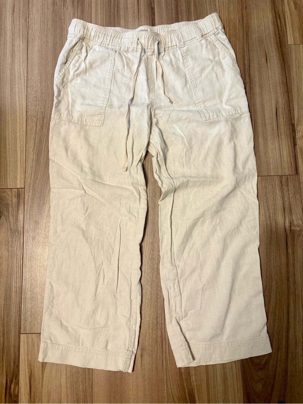Denver Hayes women’s Linen-Blend Drawstring pants - Neutral Cream